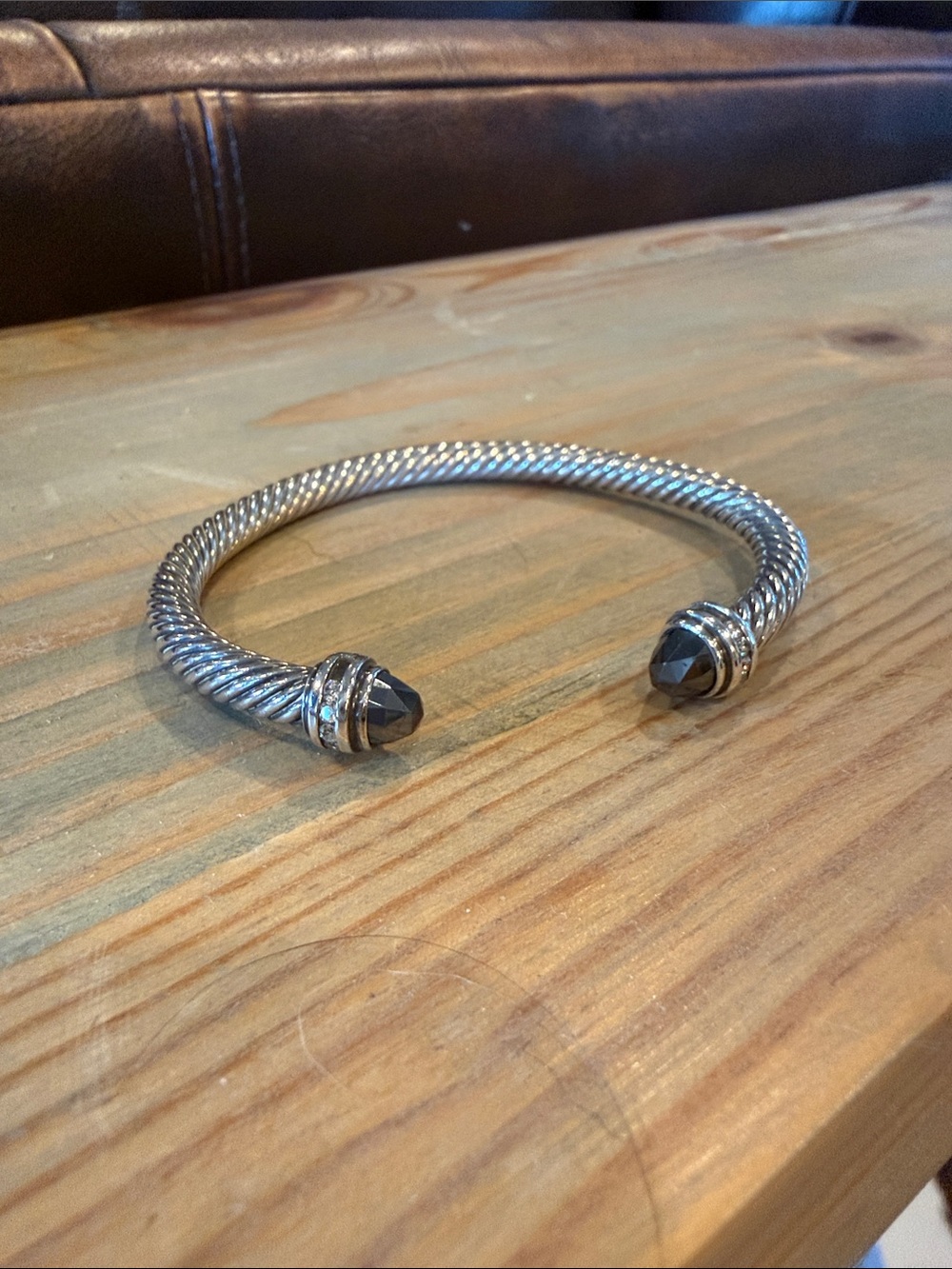 David Yurman Classic Cable Bracelet with Black Orchid and diamonds, 5mm